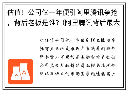 估值！公司仅一年便引阿里腾讯争抢，背后老板是谁？(阿里腾讯背后最大的股东)